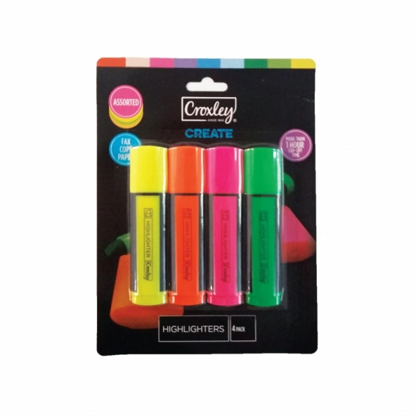 Highlighter Croxley Carded 4 Assorted