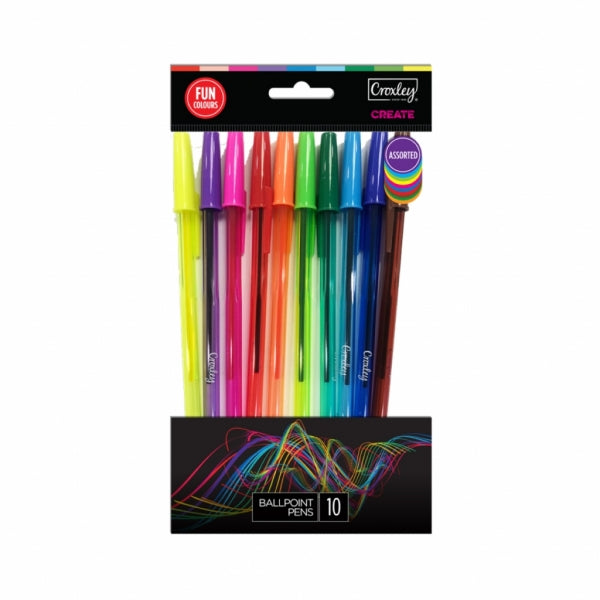 Pen Ballpoint Croxley Fun Wallet 10 Assorted