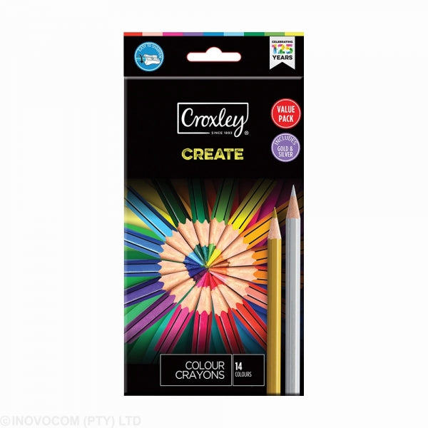 Croxley Wood Free Crayons 12'S Plus Gold and Silver