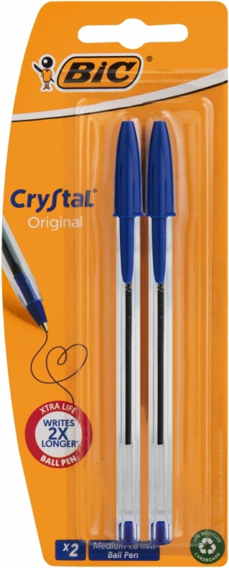 Pen Ballpoint Bic Cristal Extra Life Medium 2Pc Blue