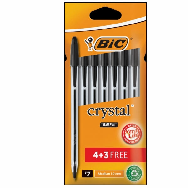 Pen Ballpoint Bic Cristal Extra Life 4+3 Black
