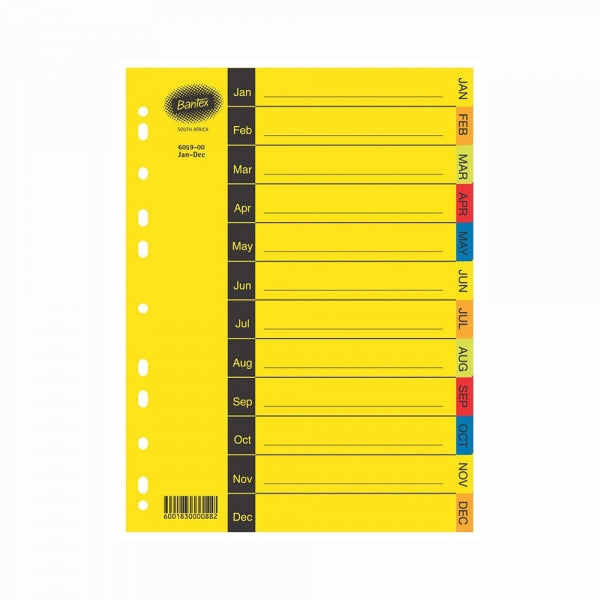 Divider A4 Jan Dec A4 Manilla Assorted