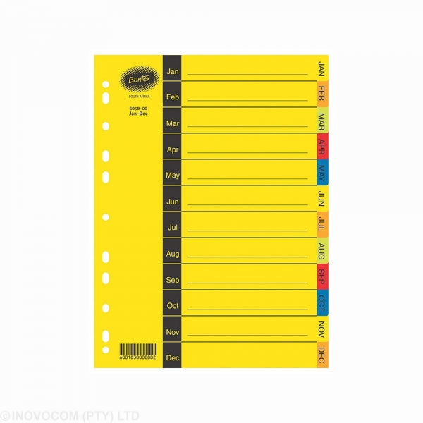 Divider A4 Jan Dec A4 Manilla Assorted