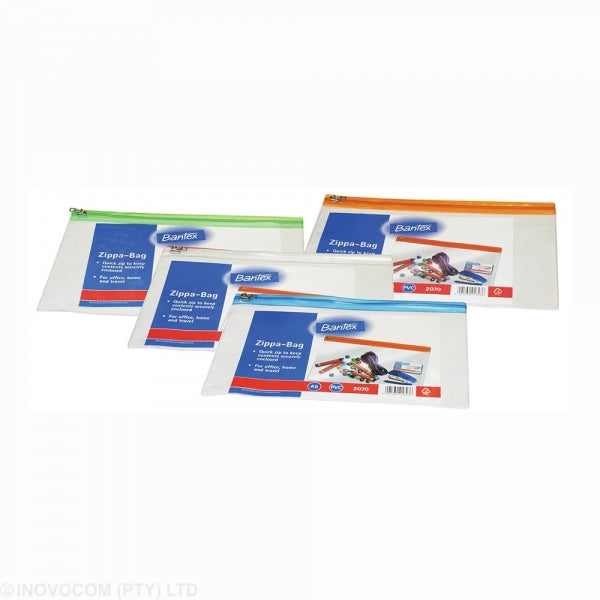 Pencil Bag Bantex Zippa A5 Pvc Asst Colours
