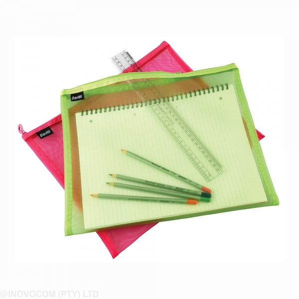 Pencil Bag Mesh With Zip A4 Plain Colour