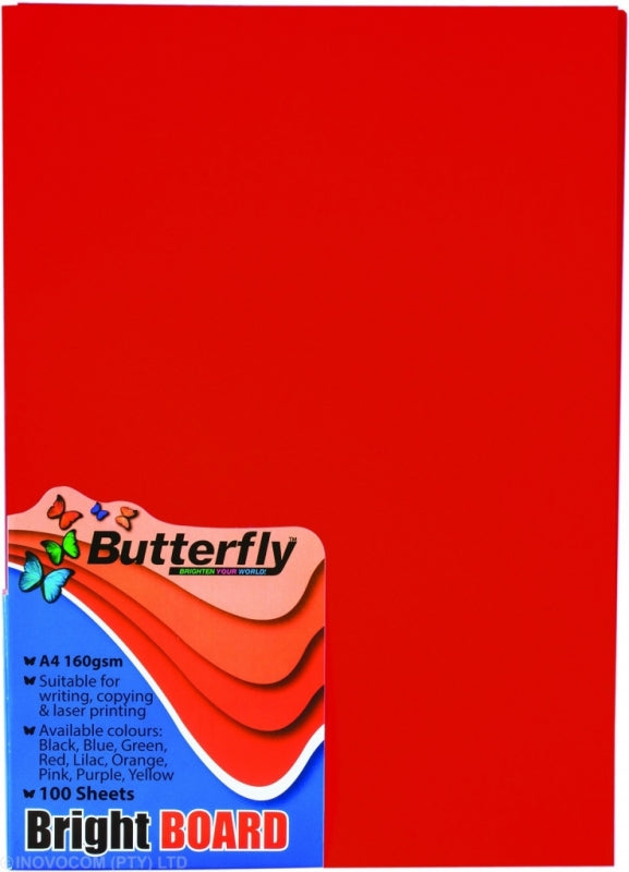 Board A4 Butterfly Bright Pack of 100 Red