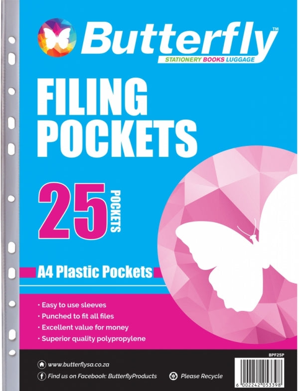 Filing Pocket A4 Butterfly Plastic Pocket 25