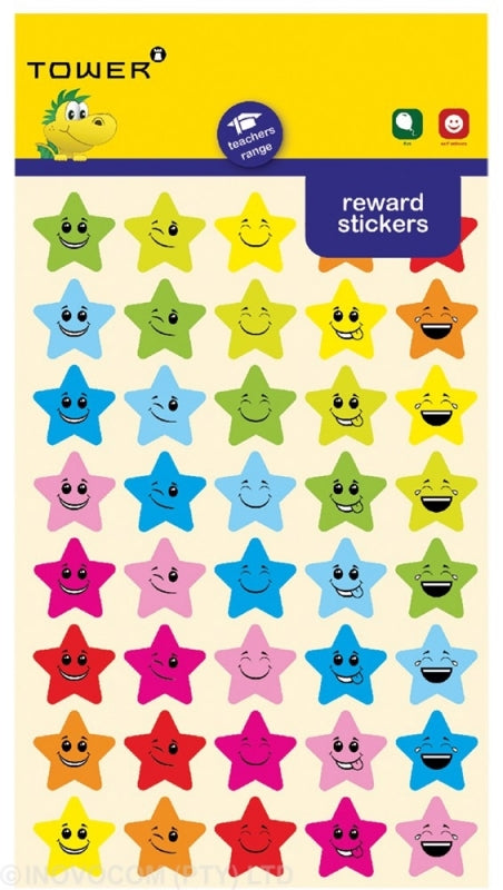 Labels Tower Stars With Faces 120Pc Asst Colours