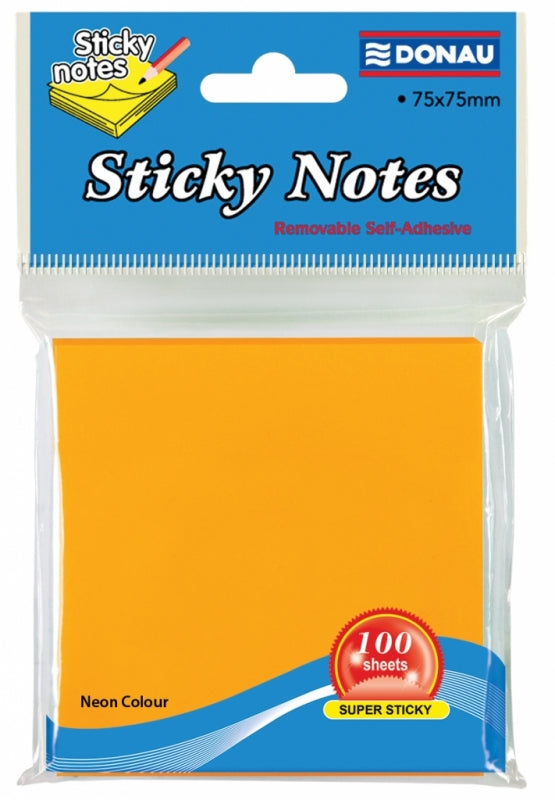 Sticky Notes Pad Donau 75 X 75 Neon Orange 100 Sheets