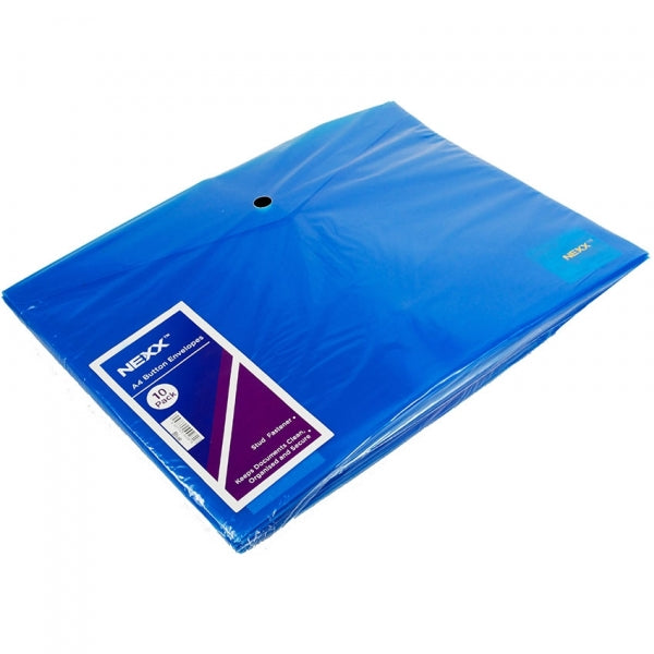 Document Wallet A4 Nexx With Button Blue
