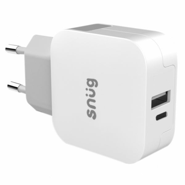 Charger Snug 2 Port 42W Pd +Ty C Cbl, White