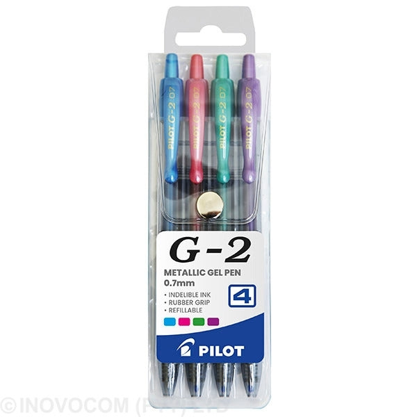 Pen Gel Pilot Blg2 Metallic Wallet 4Pc Asst Colours