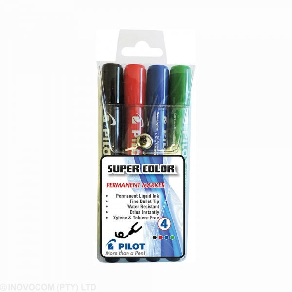 Marker Permanent Pilot 100 Bullet Point Wallet 4 Asst Colours