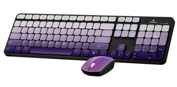 Rechargeable Keyboard and Mouse Combo Volkano Prism Series Bt Dual Mode - Purple