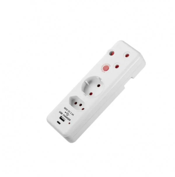 Adaptor- Switched Basics 3 Pin Adaptor-1X16a ,2X5a 3Pin Eurotype C+Type a Medium Surge