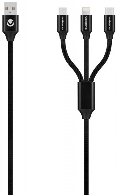 Cable Volkano on the Go 3-In-1 Braided, Black
