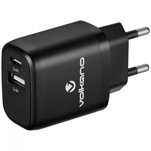 Charger Wall Volkano on the Go Usb Plus Type-C, Black