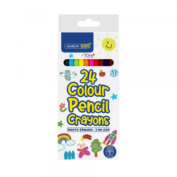 Pencil Colouring Marlin Kids Full Length 24Pc Asst Colours
