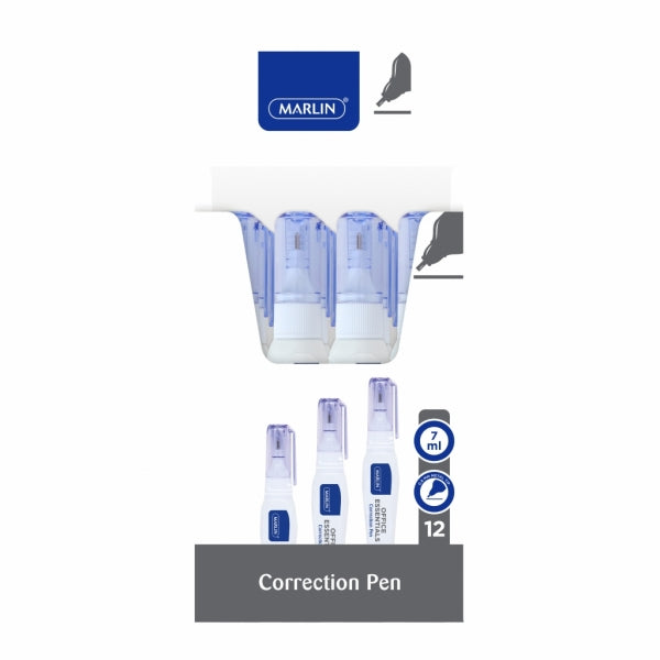 Correction Fluid Pen Marlin 7Ml With Metal Tip 0.8Mm
