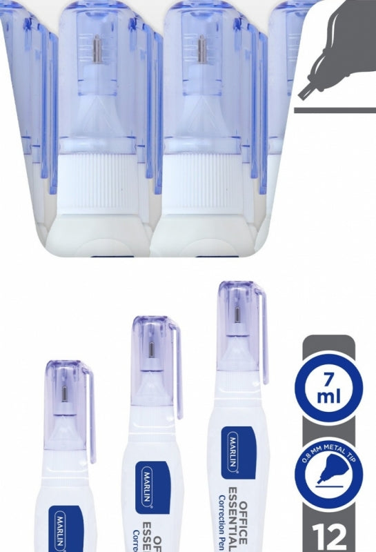 Correction Fluid Pen Marlin 7Ml With Metal Tip 0.8Mm