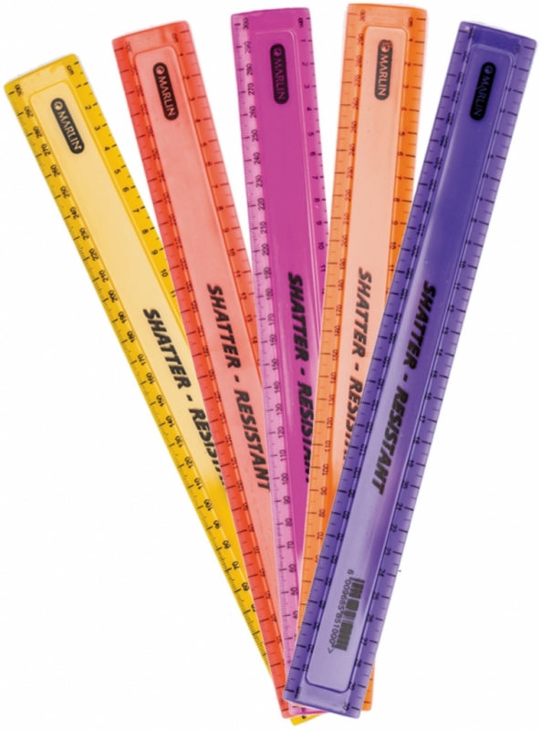 Ruler Marlin 30Cm Shatterproof Assorted Colours
