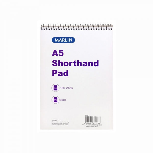 Pad Short Hand Marlin A5 Spiral Top Perforated 140Pg