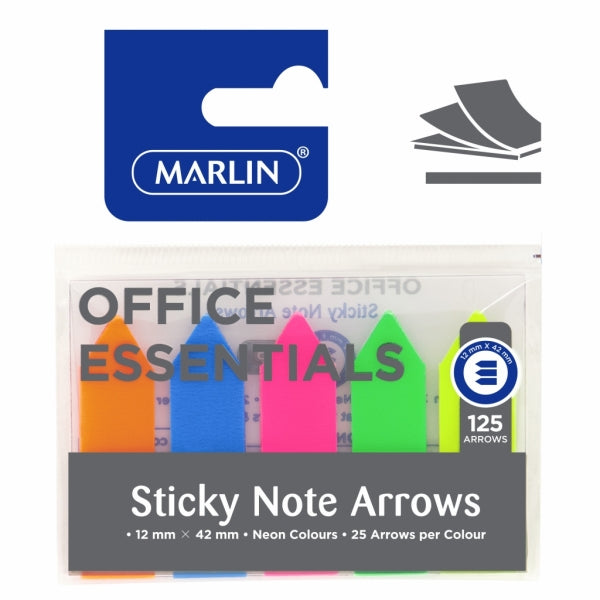 Sticky Note Marlin Arrows 12X42mm 125 Neon Colours