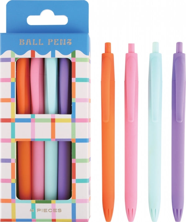 Pen Interstat Novelty Set Soft Feel 4Pc Assorted
