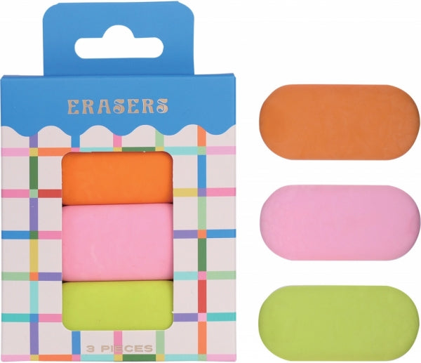 Eraser Interstat Large 3Pc Assorted