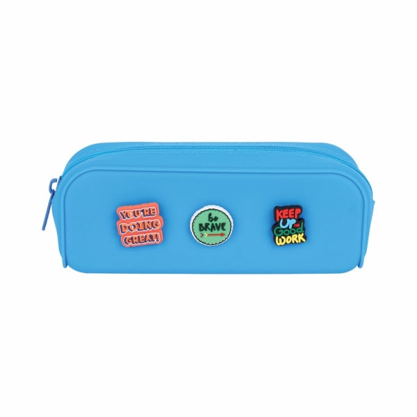 Pencil-Bag Silicone With Charms 18.5Cm Blue