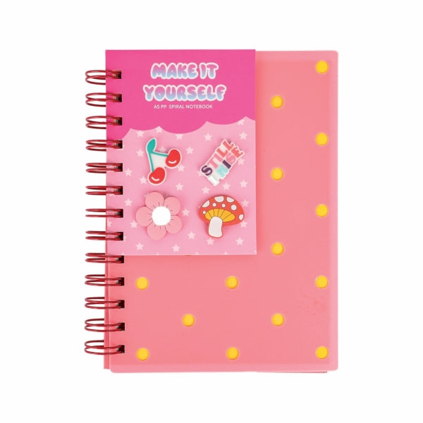 Notebook B6 80Pg Side Spiral Pp Cover + Charms Pink