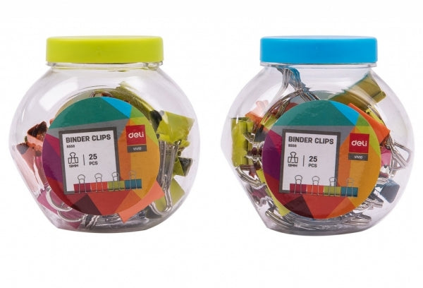 Clips Foldback Deli 19Mm 25Pc Asst Colours
