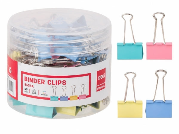 Binder Clip 19Mm Asst Colors Blue/Yellow/Pink/Green Tub 40'S