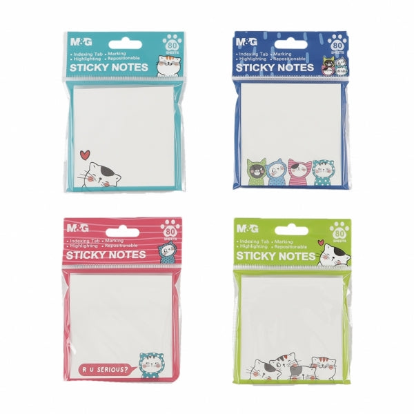 Sticky Notes Mandg Smc 76X76mm 80 Sheets Bright Assorted Colours
