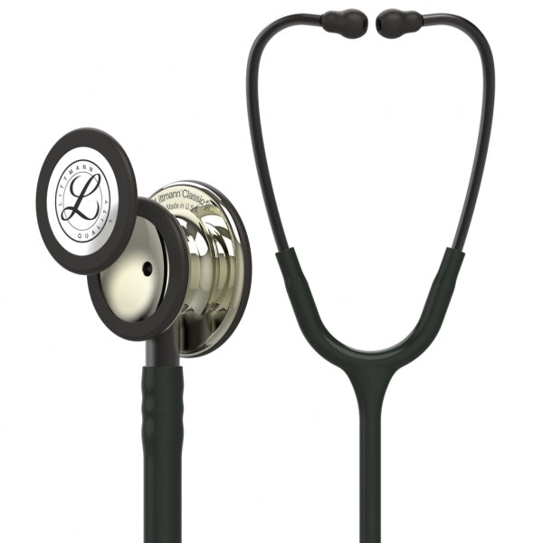 Stethoscope Littmann Classic Iii Black Tube Champagne Finish Chestpiece Smoke Stem and Headset