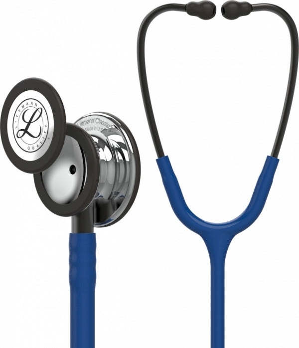 Stethoscope Littmann Classic Iii Navy Blue Tube Mirror Finish Chestpiece Smoke Stem and Headset
