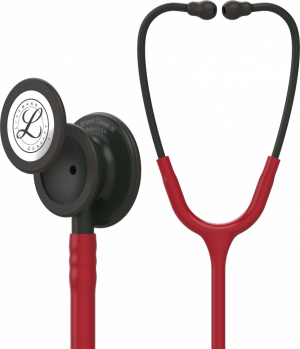 Stethoscope Littmann Classic Iii Burgundy Tube Black Finish Chestpiece Stem and Headset