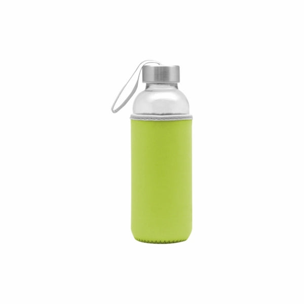 Water Bottle Glass With Sleeve Lime Green