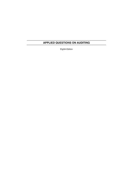 Applied Questions on Auditing