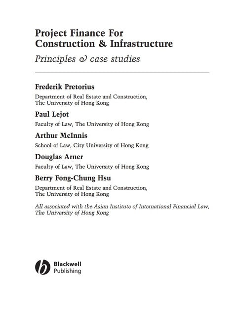 Project Finance for Constructions and Infrastructure Principles and Case Studies