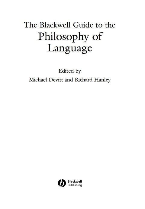 Blackwell Guide to the Philosophy of Language