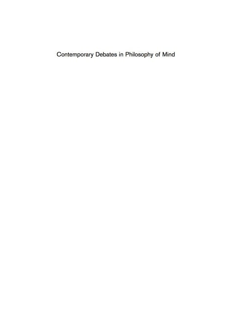 Contemporary Debates in Philosophy of Mind