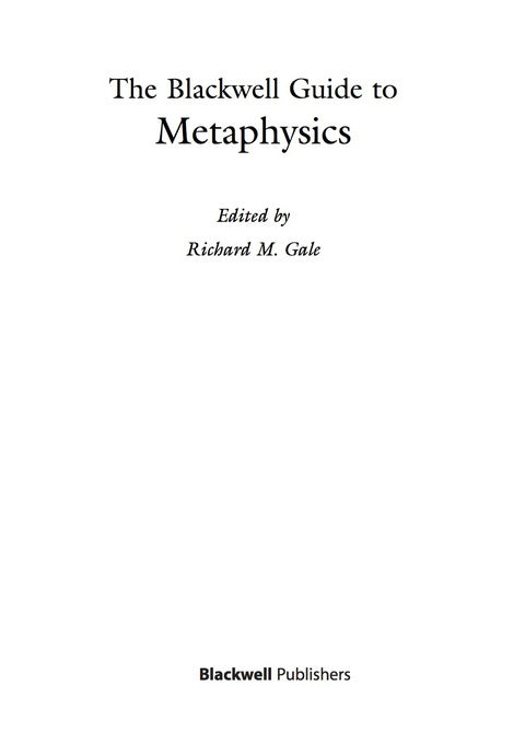 Blackwell Guide to Metaphysics