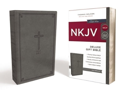 Nkjv Deluxe Gift Bible Leathersoft Gray Red Letter Comfort Print