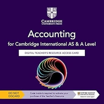 Cambridge International As and a Level Accounting Digital Teachers Resource Access Card