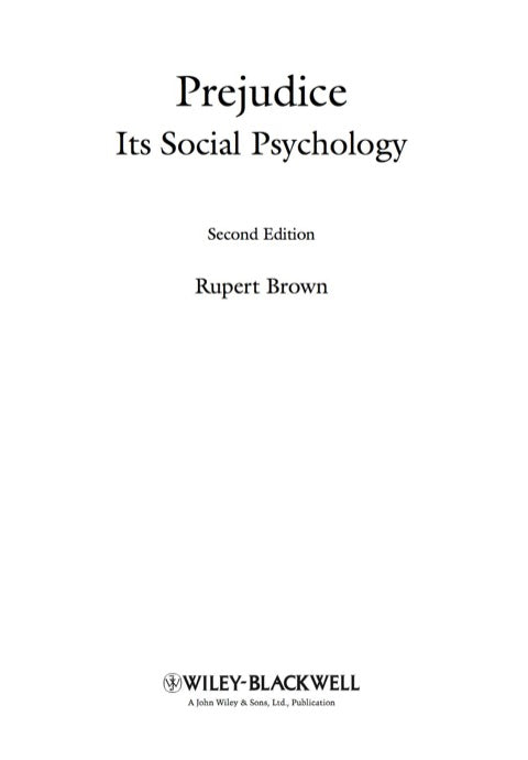 Prejudice Its Social Psychology