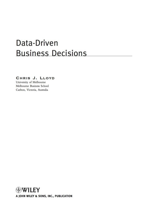 Data Driven Business Decisions