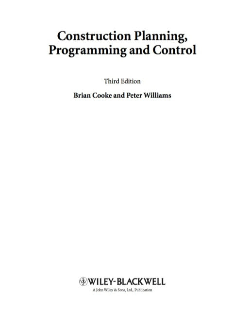 Construction Planning Programming and Control