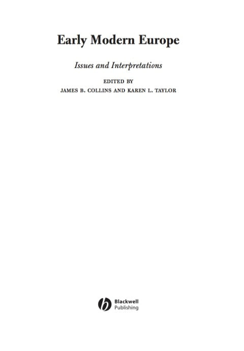 Early Modern Europe Issues and Interpretations