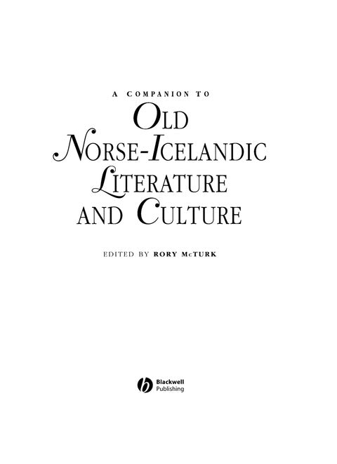 Companion to Old Norse Icelandic Literature and Culture
